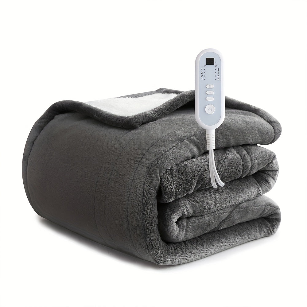 Extra Large Flannel And  Electric Blanket With Time And Temperature Control, 10 Hour Auto-Off, 8 Temperature Levels, Queen/King Two Controllers, Throw/Twin/Full With 1 Controller, Machine Washable,...