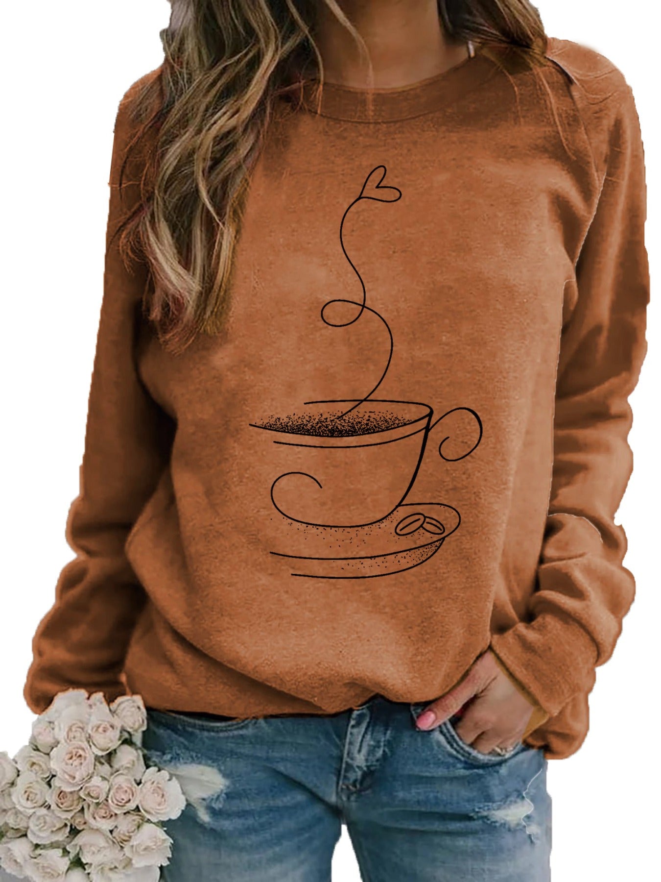 Women's Graphic Print Crew Neck Casual Sweater