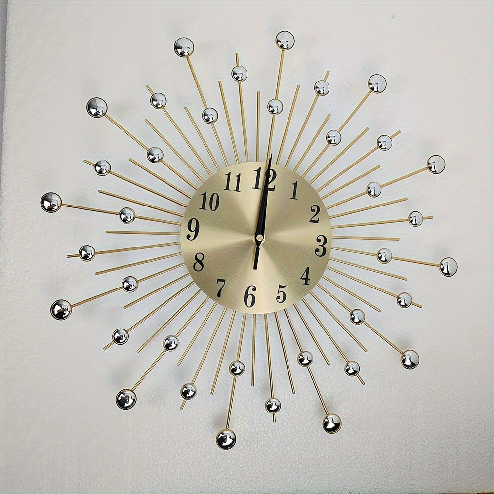 [Large Wall Clock] 1pc Modern Minimalist Large Wall Clock with Golden Hands & White Face - Carbon /Fiberboard Round Beige/, Black Arabic Numerals - Large Easy-to-Read Analog/ for Living Room, Bedroom, Office - Elegant