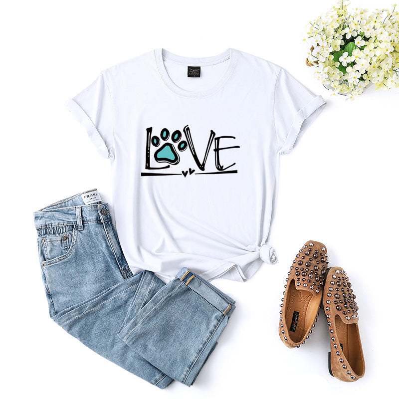 Chic Plus Size Letter Print Loose Cotton T-Shirt