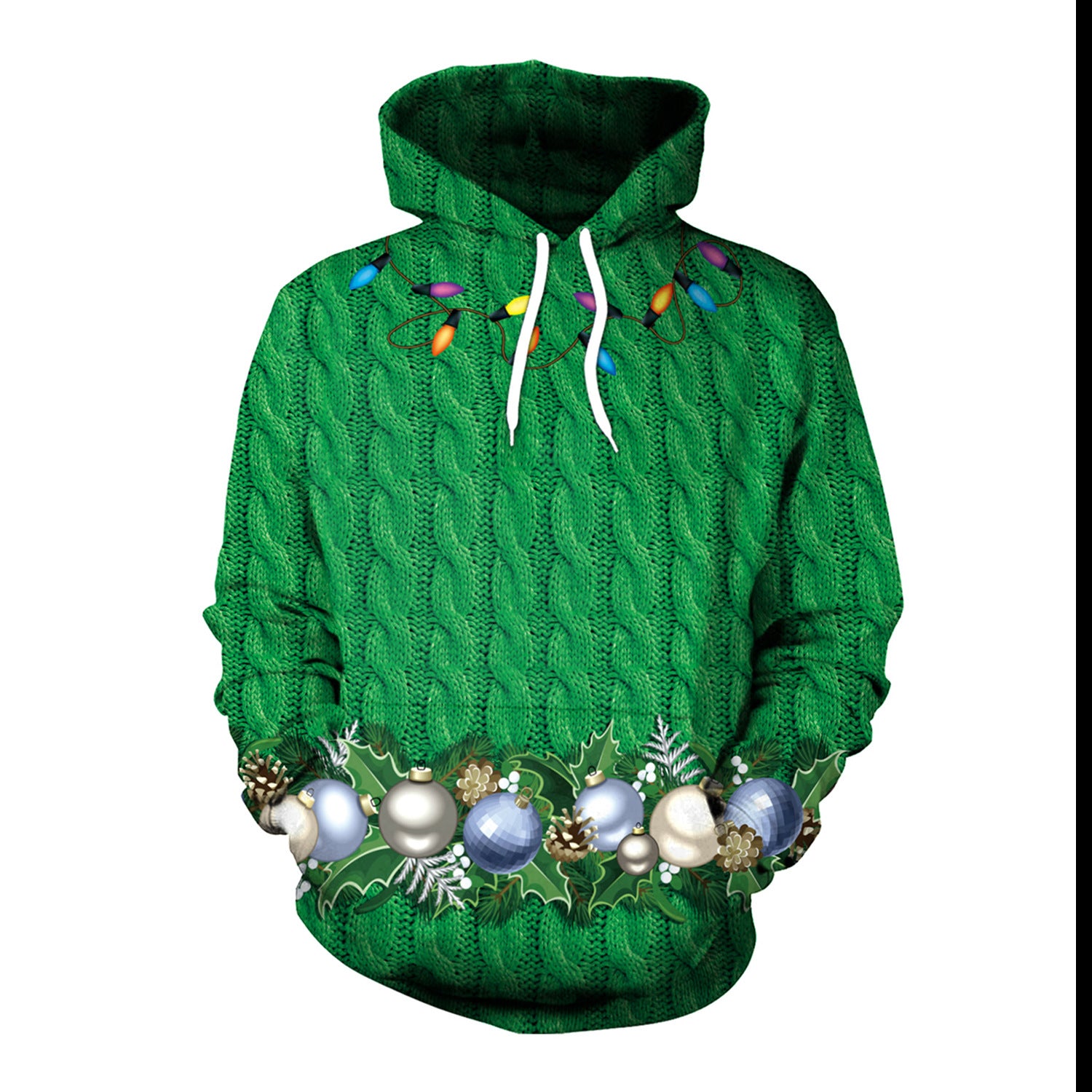 Women's Festive Christmas Hooded Digital Print Loose Sweatshirt