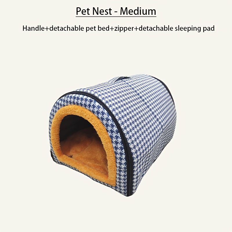 Extra Large 23-Inch All-Season Pet House With Plush Interior - Heavy-Duty Dog & Cat House, Removable Washable Soft Cushioned, Spacious Interior For Large Dogs, Medium Dogs, Small Dogs - Easy Assemb...