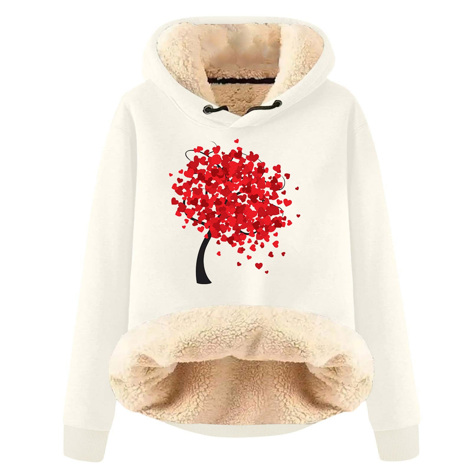 Fleece-Lined Warm Loose Hooded Pullover Sweatshirt