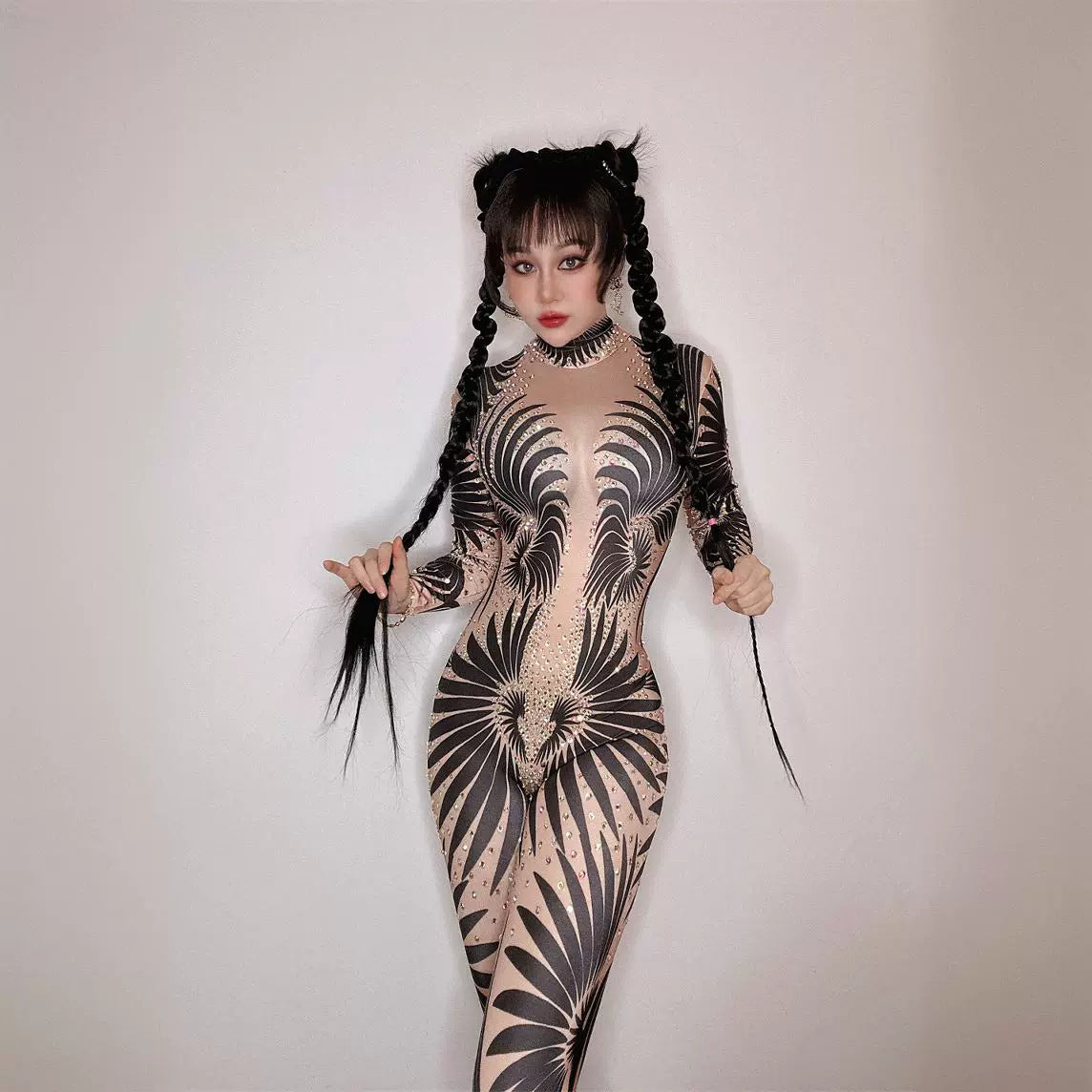 Sexy Rhinestones Jumpsuit Stage Costume