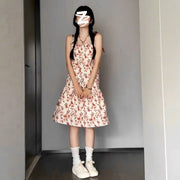 Women's Fashionable Slim-fit Floral Print Slip Dress