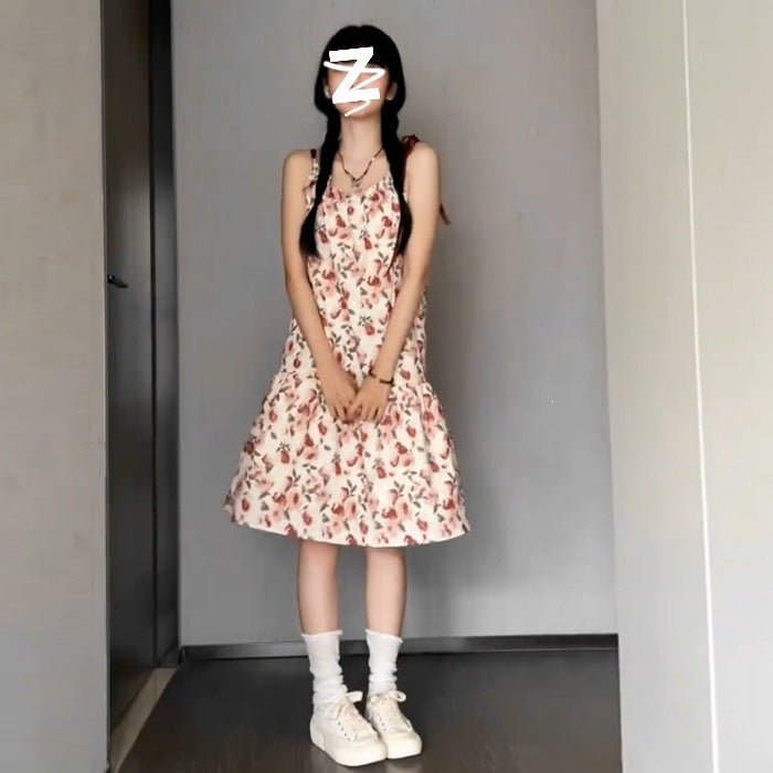 Women's Fashionable Slim-fit Floral Print Slip Dress