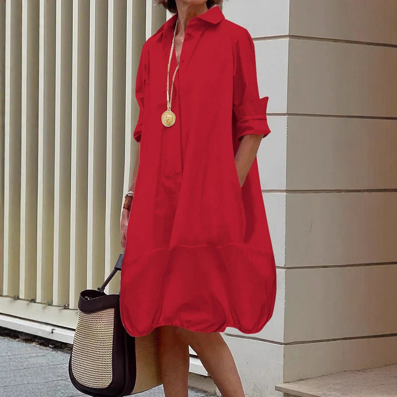 Women's Solid Color Fashion Single-breasted Hollow-out Long-sleeved Shirt