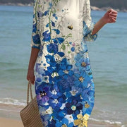 Women's Round-neck Long Printed Casual Fashion Dress