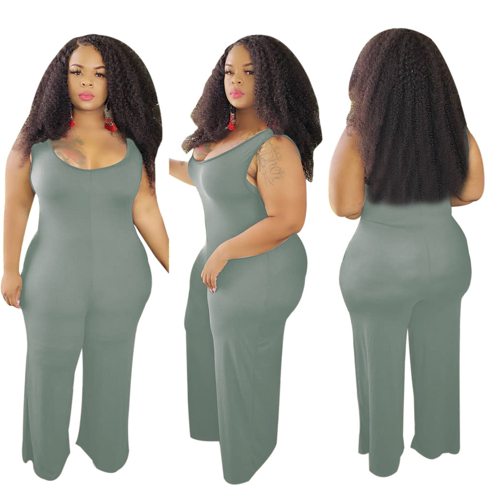 Round Neck Sleeveless Wide Leg Pants One-piece Nightclub Uniforms