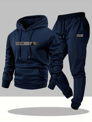 Men'S Two-Piece Set, Casual Round Neck Long Sleeve Hooded Sweatshirt and Sweatpants Set, Suitable for Winter and Autumn, Sportswear Set, Sweater Hoodie, Sweatshirt, Joggers, Sweatpants, Hoodie, Jog...
