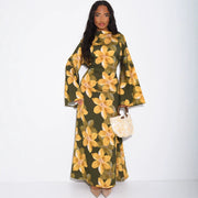 Women's Long-sleeve Plus-size Printed Dress