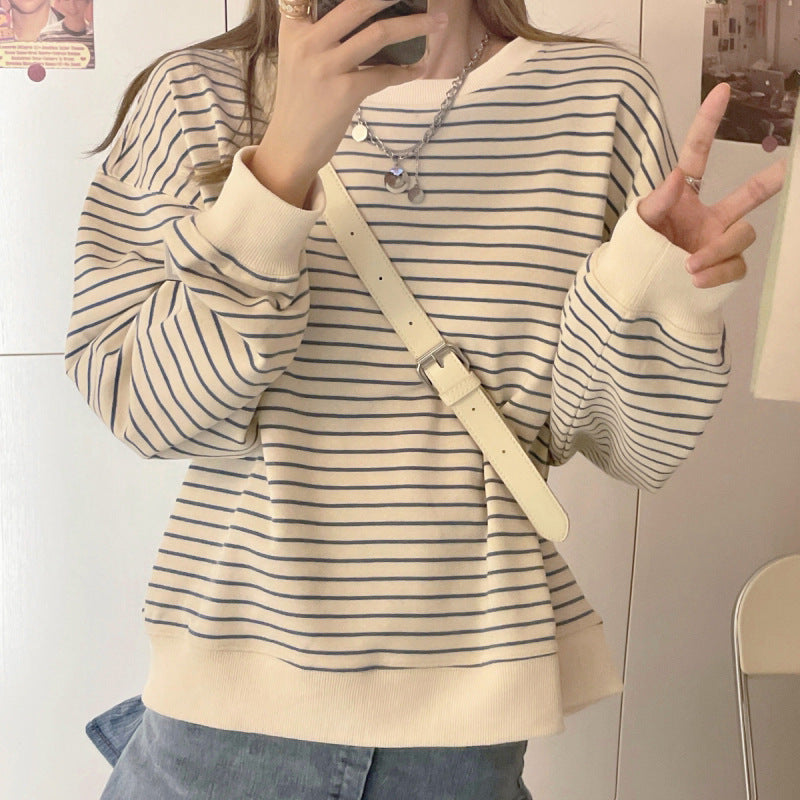 Korean Chic Striped Loose Pullover Sweater