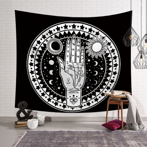 Sun and Moon Hand Tapestry Witchcraft Tower
