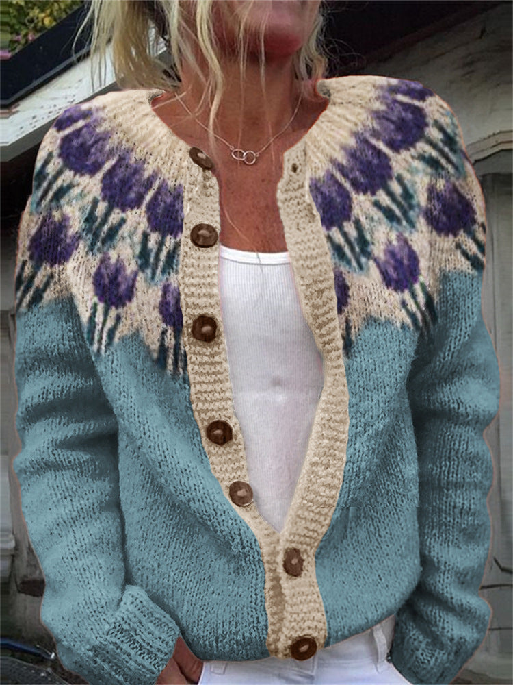 3d Digital Printing Cardigan Knitted Coat