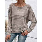 Casual Striped Batwing Sleeve Pullover Top for Women