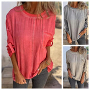 Women's Loose Pocket Pullover Long Sleeve Top