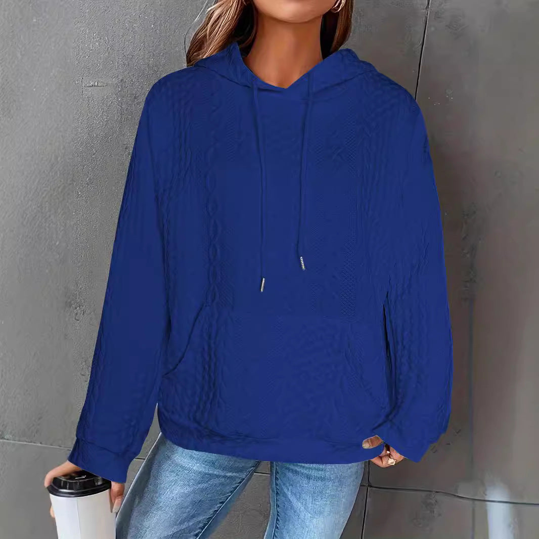 Women's Casual Jacquard Knit Pocket Sweater Long-Sleeve Top