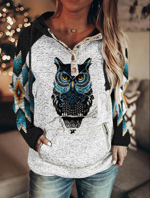 Cozy Gray Printed Women's Autumn & Winter Sweater