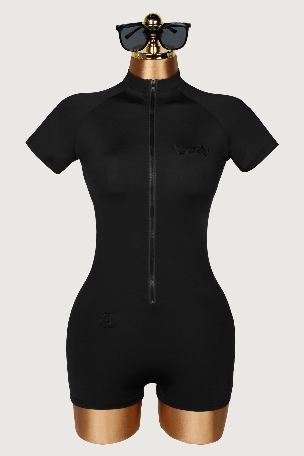 Womens Summer Zippered Short-Sleeve Yoga Jumpsuit