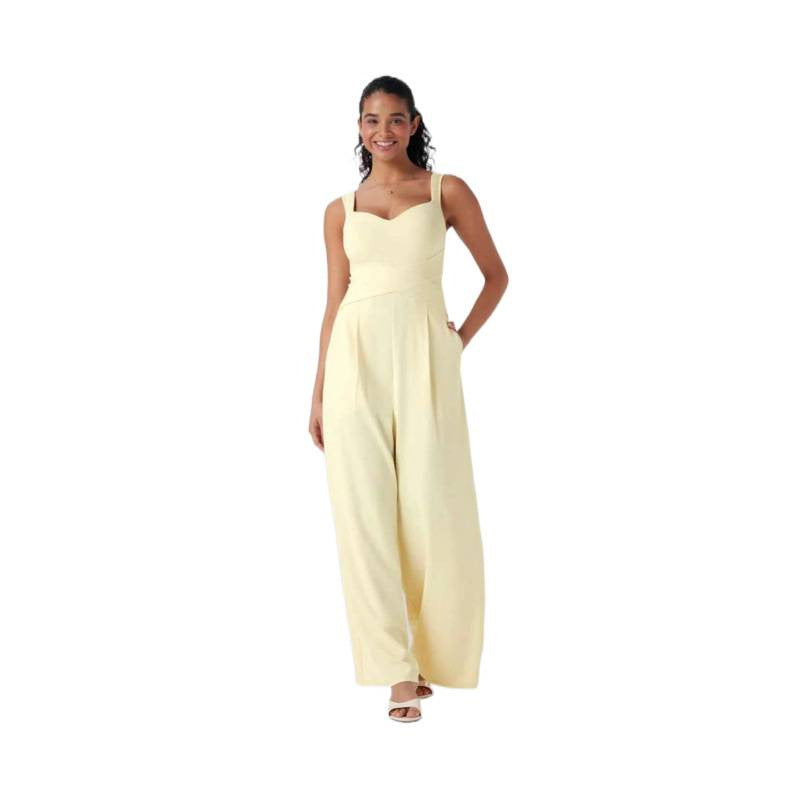 Womens Sleeveless Figure-flattering Wide-leg Jumpsuit