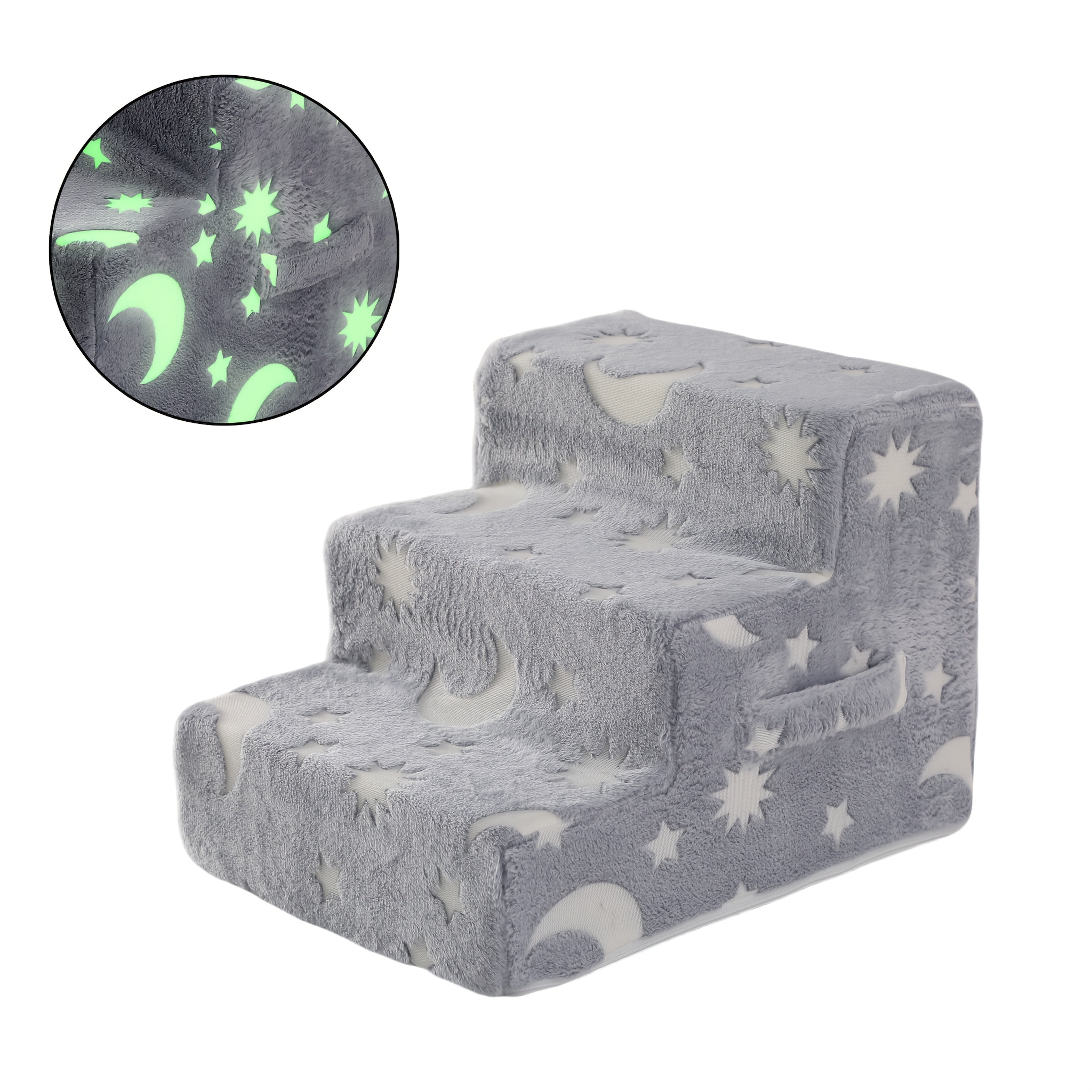 3-step Dog Stairs 3-step Dog Stairs For Small & Medium Dogs - Non-slip Removable Pet Steps With Soft Sponge Material, Cartoon Design & Star Pattern, Durable Pet Bed For Indoor/outdoor Use, Easy To