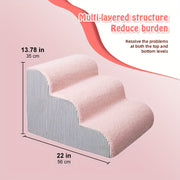 Pink Striped Pet Steps With High-density Foam - Machine Washable Stairs For Small, Medium & Senior Dogs & Cats, Soft Safe Step Stool With Non-slip Treads, Durable Indoor/outdoor Dog & Cat Stairs For