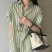 Striped Loose-fit Shirt Women's Top
