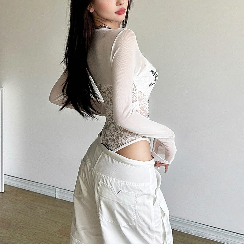 Sexy Solid-Color Long Sleeve Bodysuit