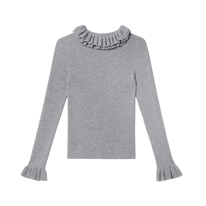 Chic Ribbed-neck Stand-collar Knitted Bottoming Shirt