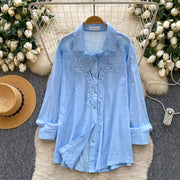 French-style Gentle Aesthetic Embroidered Hollow-out Breathable Shirt