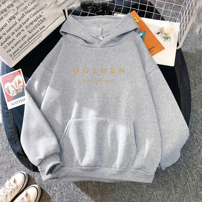Gold Pattern Printed Leisure Pullover Sweater