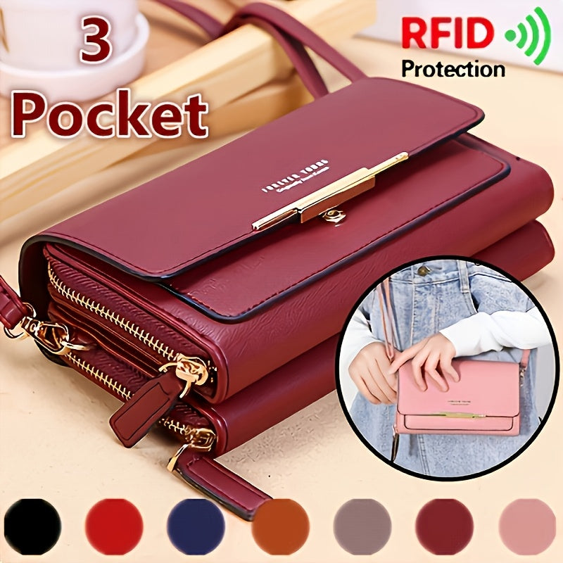 RFID Blocking Crossbody Bag RFID Blocking Crossbody Bag - Lightweight Everyday Messenger Purse with Adjustable Strap, Zipper Closure & Golden-Tone Hardware for Women & Men | Valentine's Gift, Trave...