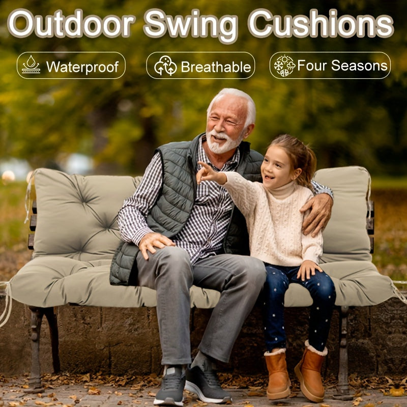 Outdoor Swing Cushions, 3 Seat Porch Swing Cushion Replacement With Backrest, Swing Cushions For Outdoor Furniture, For Patio, Backyard, Porch Garden Bench Cushion