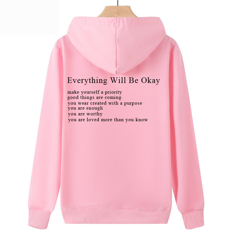 Korean Style Loose Casual 'Everything Will Be Okay' Sweatshirt