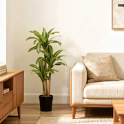 Artificial dracaena tree in white planter, 3-stalk design
