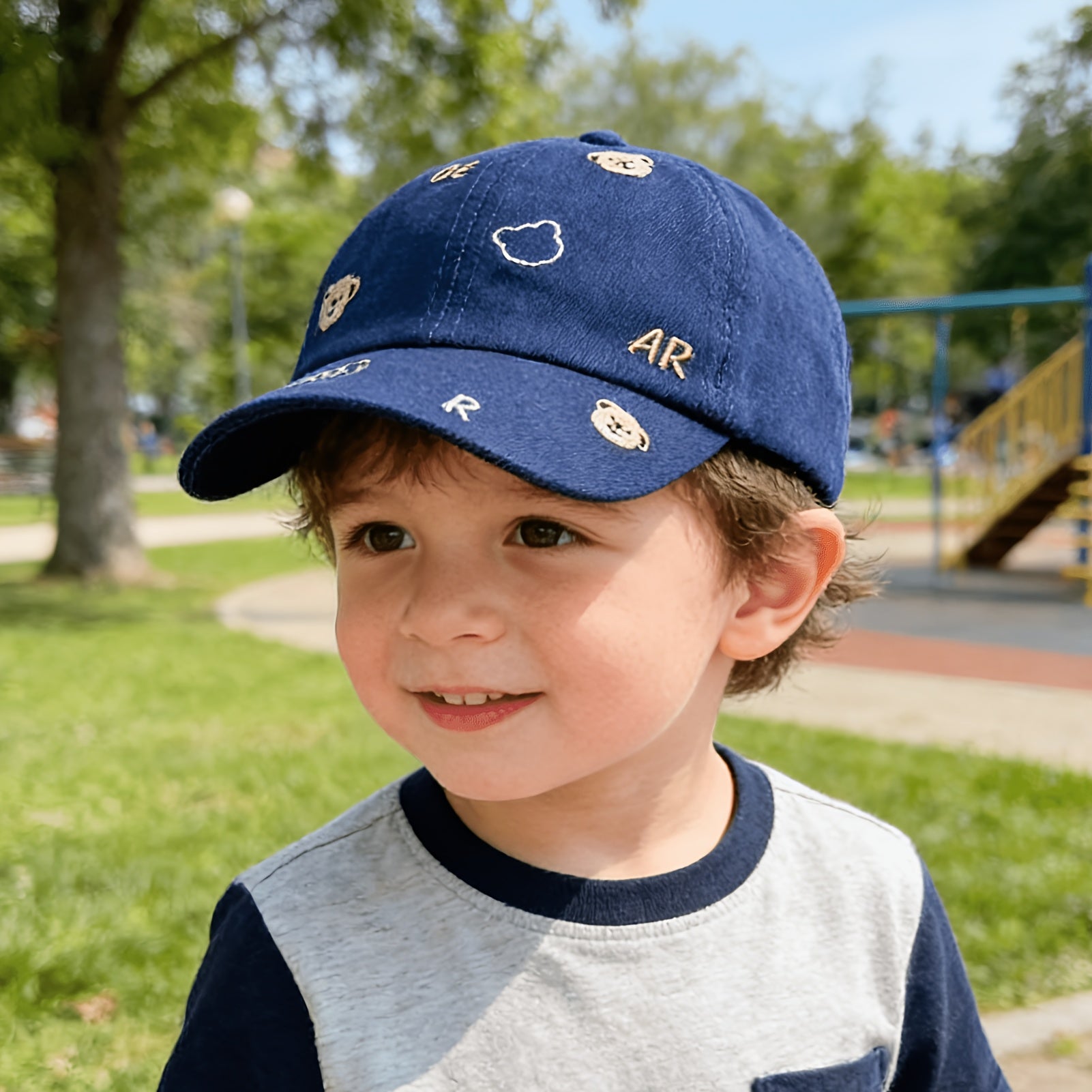 Embroidered Bear Baseball Cap for Toddlers