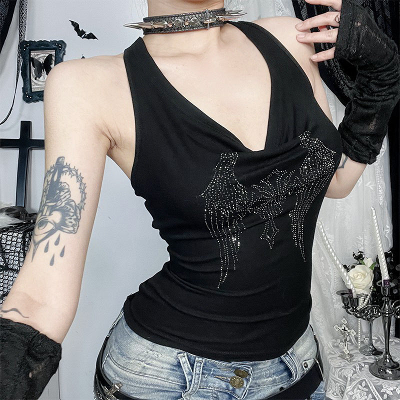 Dark Gothic Cross Tank Top Vest for Women