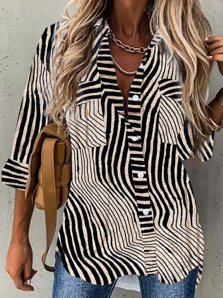 Women's 3D Digital Printing Fashion Long Sleeve Shirt