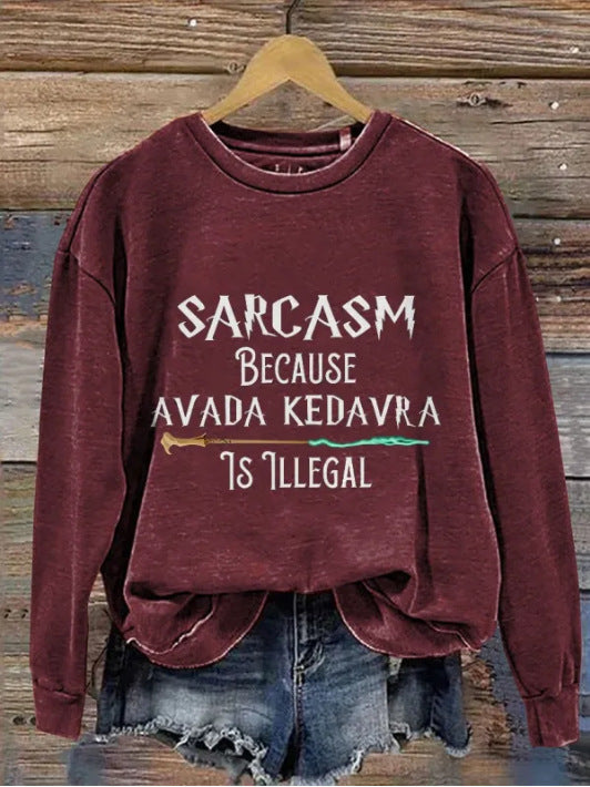 Women's 3D Print Letter Pullover Sweatshirt