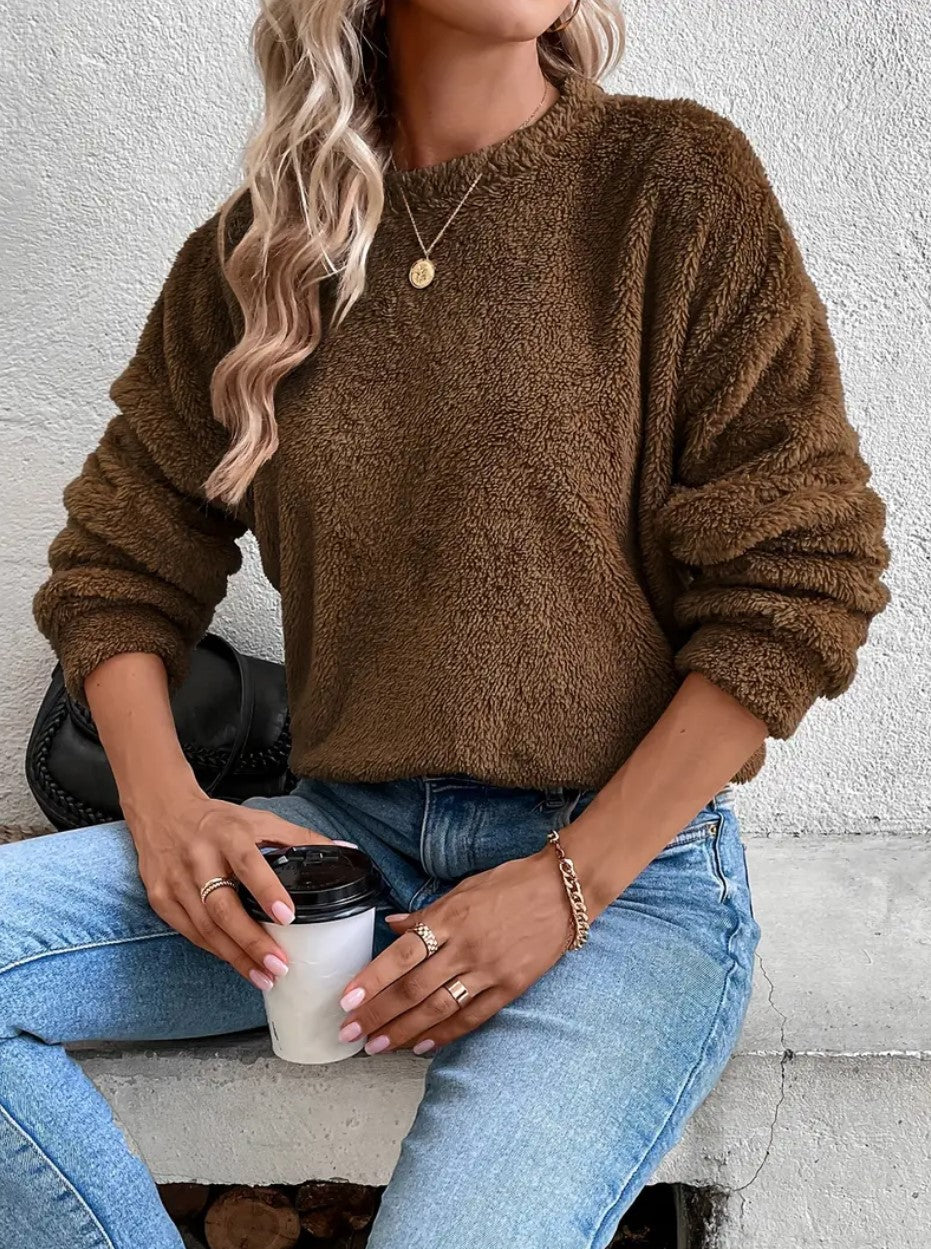 Cozy Double-Sided Fleece Casual Sweatshirt for Women