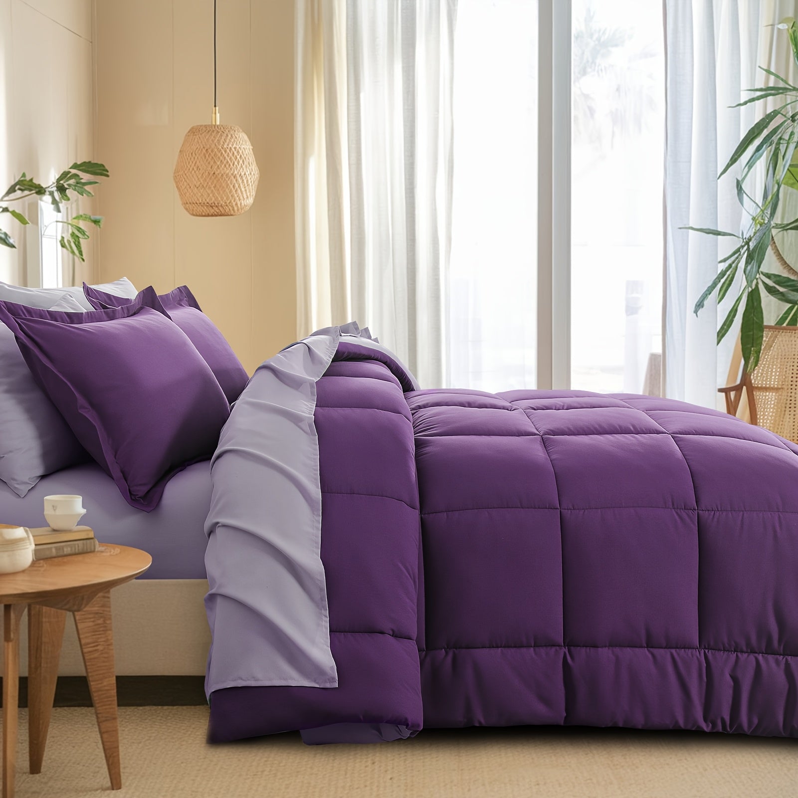 7pcs Ultra-Soft Bed In A Bag, Down Alternative Bedding Sets With All Season Quilted Comforter, Flat Sheet, Fitted Sheet, Pillowcases -Gifts For The Family And Friends