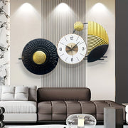 26x16 Inches Large Irregular Wall Clock, Modern Wall Clock Decorative Clocks For Living Room, Unique Silent No-Ticking Clocks, Light Luxury Style Timepiece, Geometric Round 3D Clock, Home Hanging Sculpture