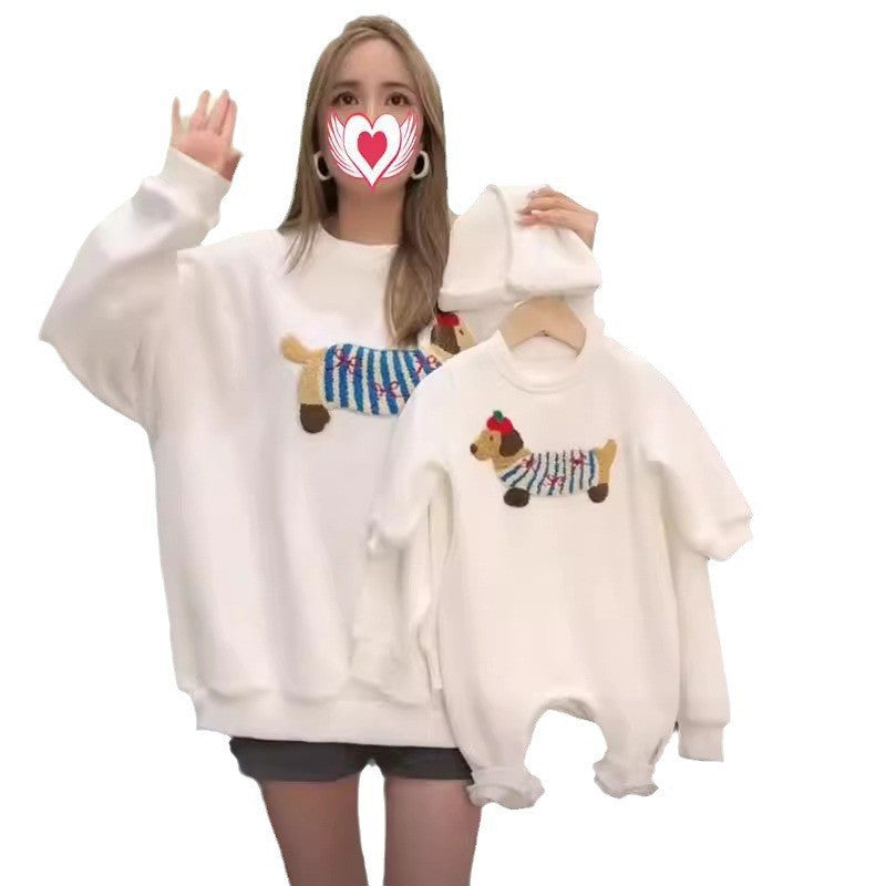 Cute Sausage Dog Embroidered Loose Hoodie