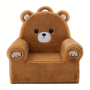 Kids Teddy Bear Recliner Sofa and Armchair with Memory Foam Padding, Soft Brown Plush