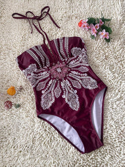 Women's Printed One-Piece Conservative Beach Swimsuit