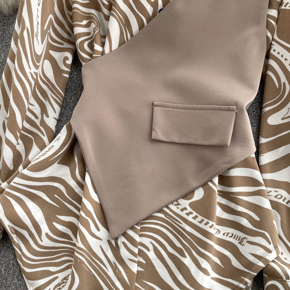 Long Sleeve Top Loose Striped Stitching Fake Shirt