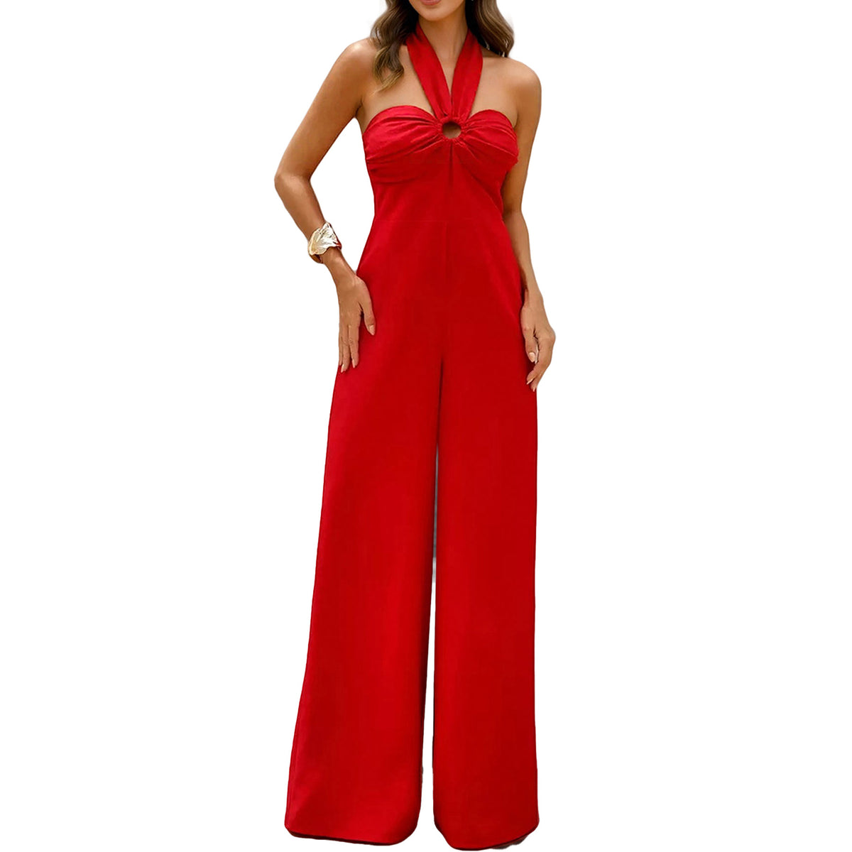 Sexy Halter Tube Top Solid Slim Fit Jumpsuit