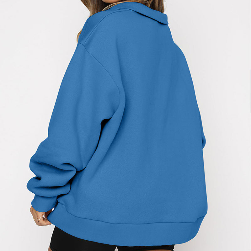 Women's Casual Zip Turndown Collar Sweatshirt