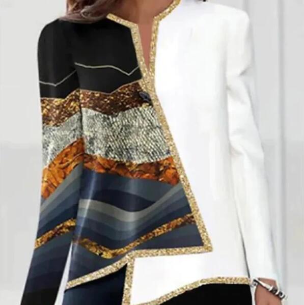 Floral Print V-Neck Asymmetric Long Sleeve Women's Top