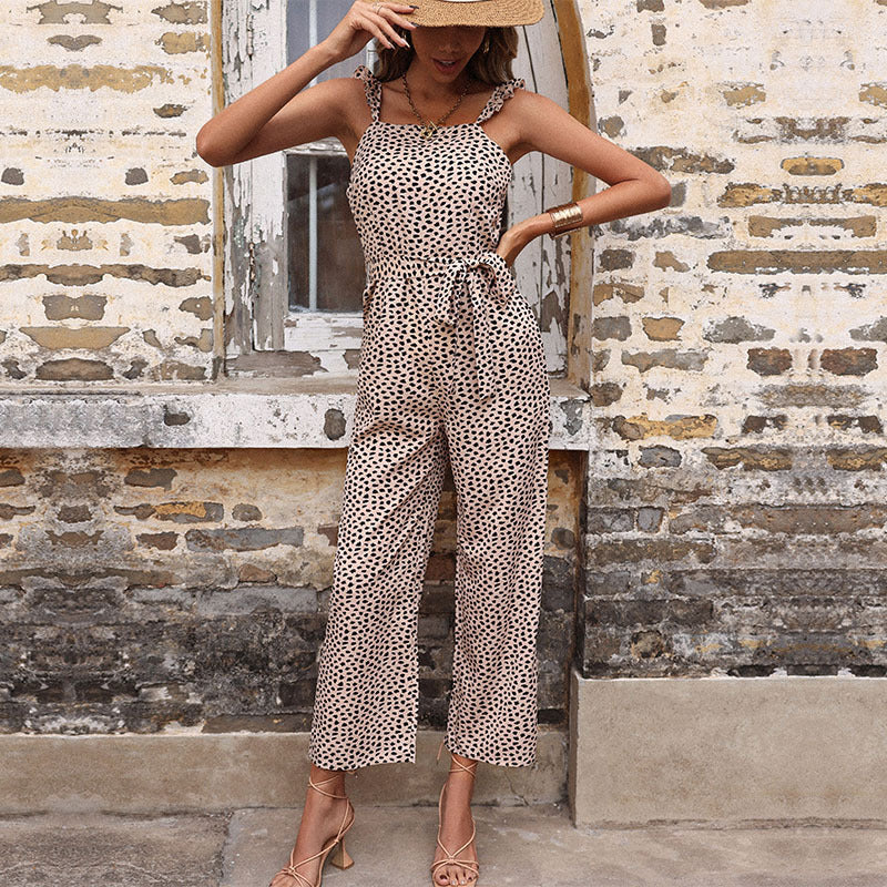 Retro Leopard Print Jumpsuit Women's